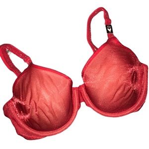 Red Sparkle Bra by Victoria's Secret Adjustable Straps Size 32D